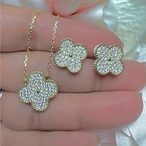 925 Gold Plated Clover Set
